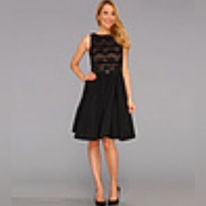 🖤 NWOT JESSICA HOWARD Banded Bodice Lace Top with Rhinestone Belt Dress size 14